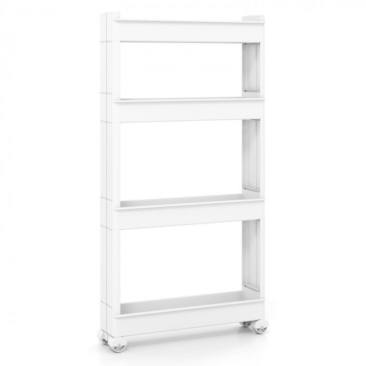 4-Tier Multifunctional Slim Storage Trolley with Detachable Trays-White