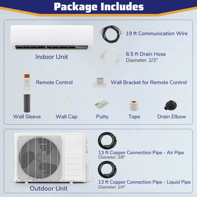 23000 BTU 208/230V Mini Split Heat Pump Heats at -15℃/5℉, Anti-Freeze Chassis Technology