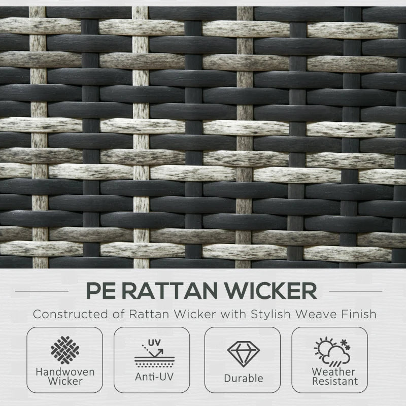 Outsunny 6 Piece Rattan Garden Furniture Set, 8-Seater Outdoor Sofa Sectional with 3 Loveseat Wicker Sofa with Cushions, 2 Footstools and Glass Table for Yard, Poolside, Grey