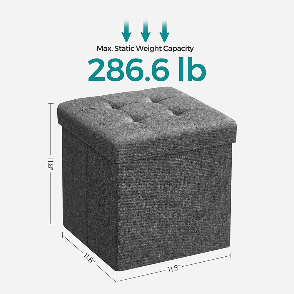SONGMICS 11.8 Inches Small Folding Storage Ottoman Cube
