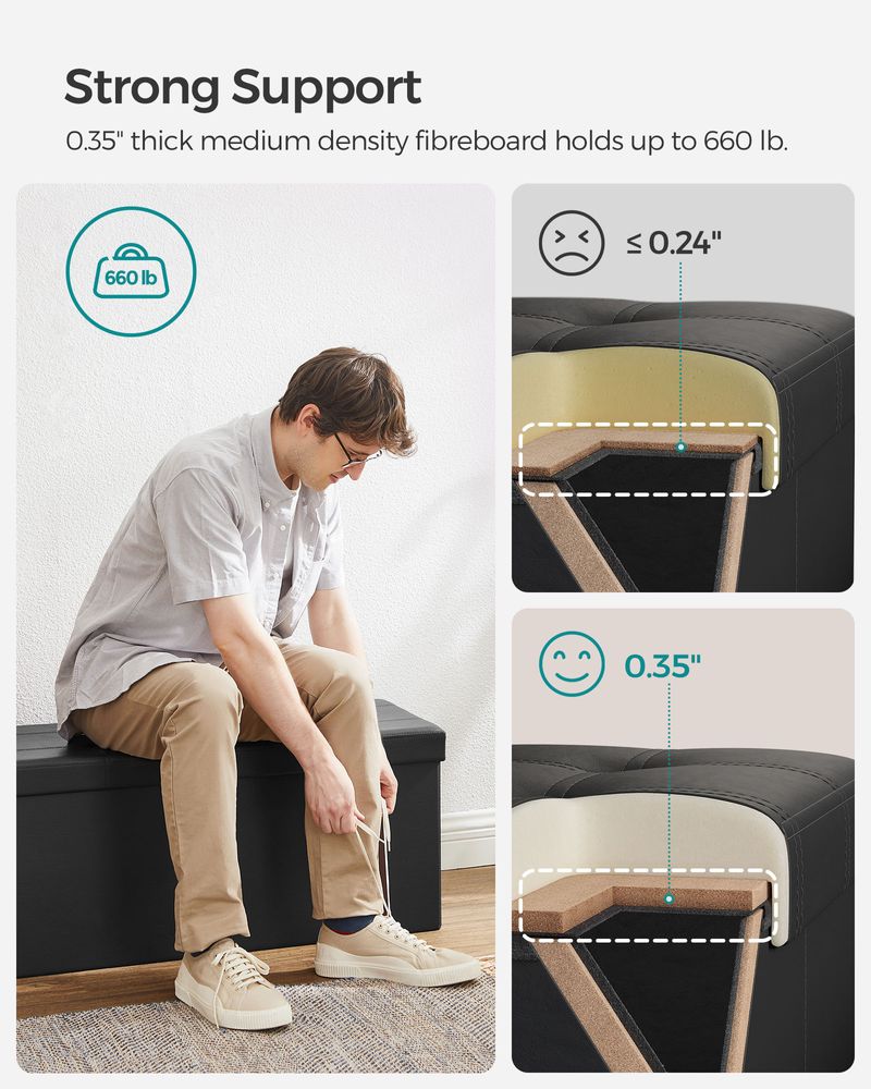 SONGMICS Folding Storage Ottoman Bench
