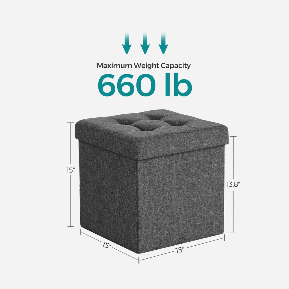 SONGMICS 15 Inches Folding Storage Ottoman Bench