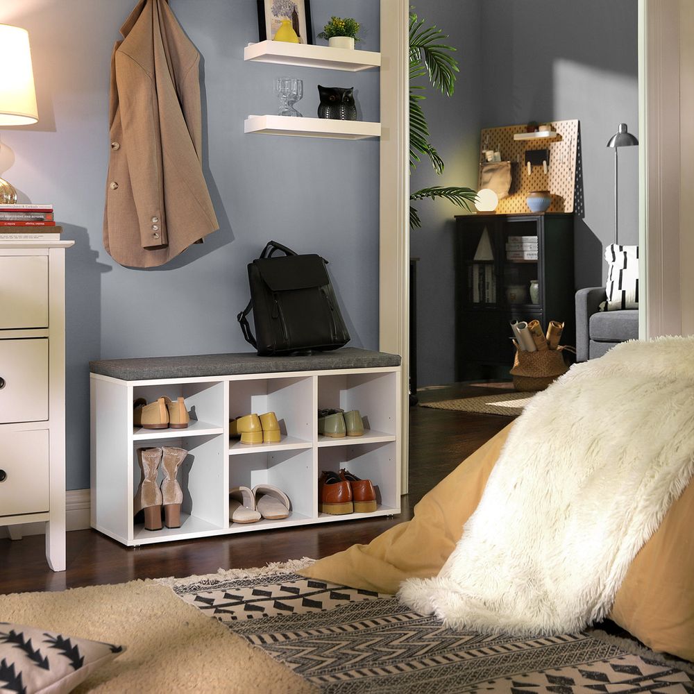 VASAGLE Shoe Storage 6 Compartments and 3 Adjustable Shelves