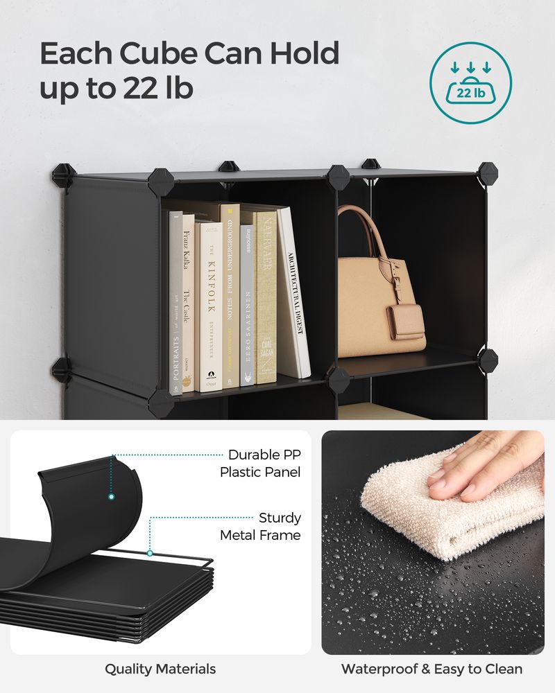 SONGMICS 6 Cube Storage Organizer with Feet and Rubber Mallet