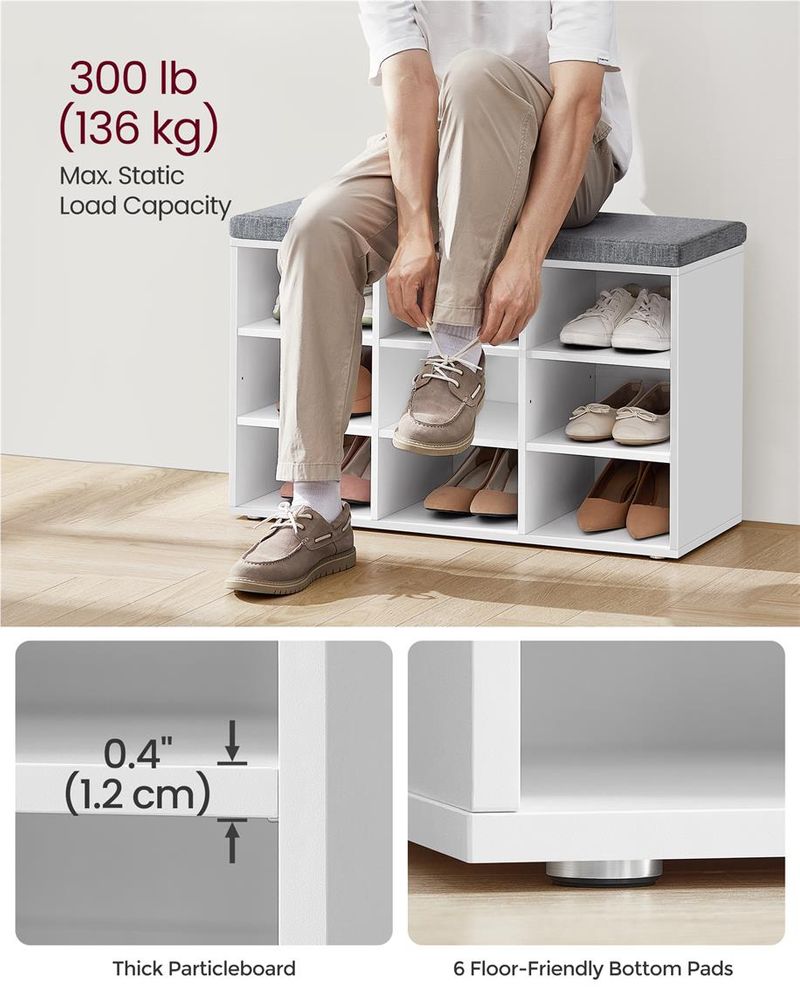 VASAGLE Shoe Bench with Cushion