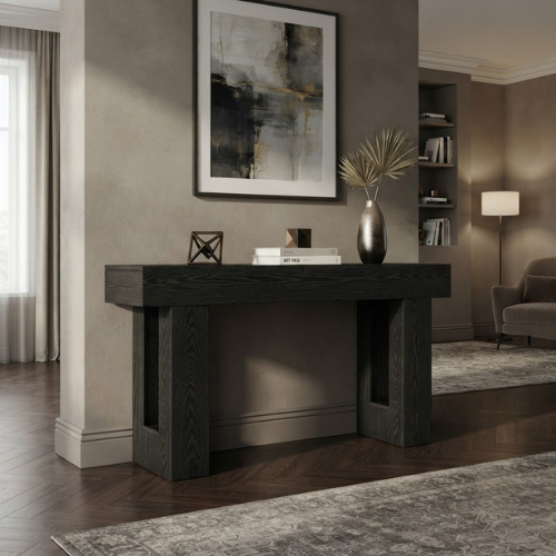 63-Inch Console Table, Farmhouse Wooden Sofa Table with Rustic Finish, Entryway Hallway Table