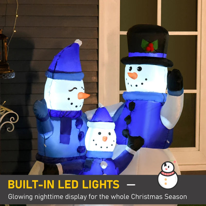 HOMCOM 4FT Inflatable Christmas Snowmen Family, LED Lighted Holiday Blow Up Decoration for Indoor & Outdoor Display