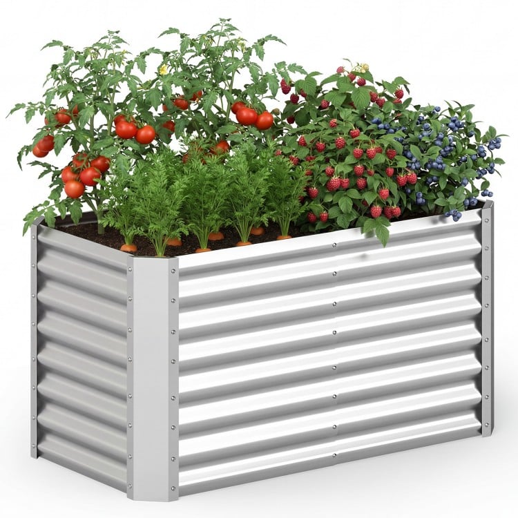 4 x 2 x 2 FT Galvanized Raised Garden Bed Rectangular Galvanized Metal Planter Box