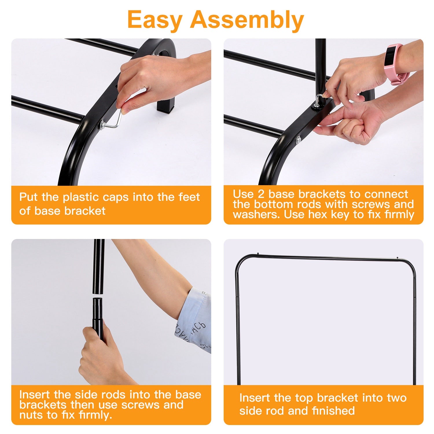 33lbs Loading Garment Racks Freestanding Clothing Racks Clothes Rack Stands Organizer with Bottom Shelf for Dormitory Home