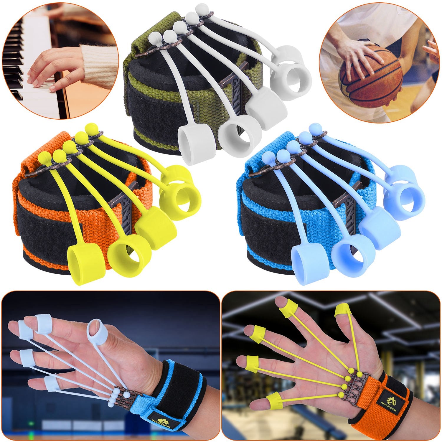 Finger Exerciser Hand Grip Strength Trainer for Athletes Musicians Physical Therapy Finger Resistance Band
