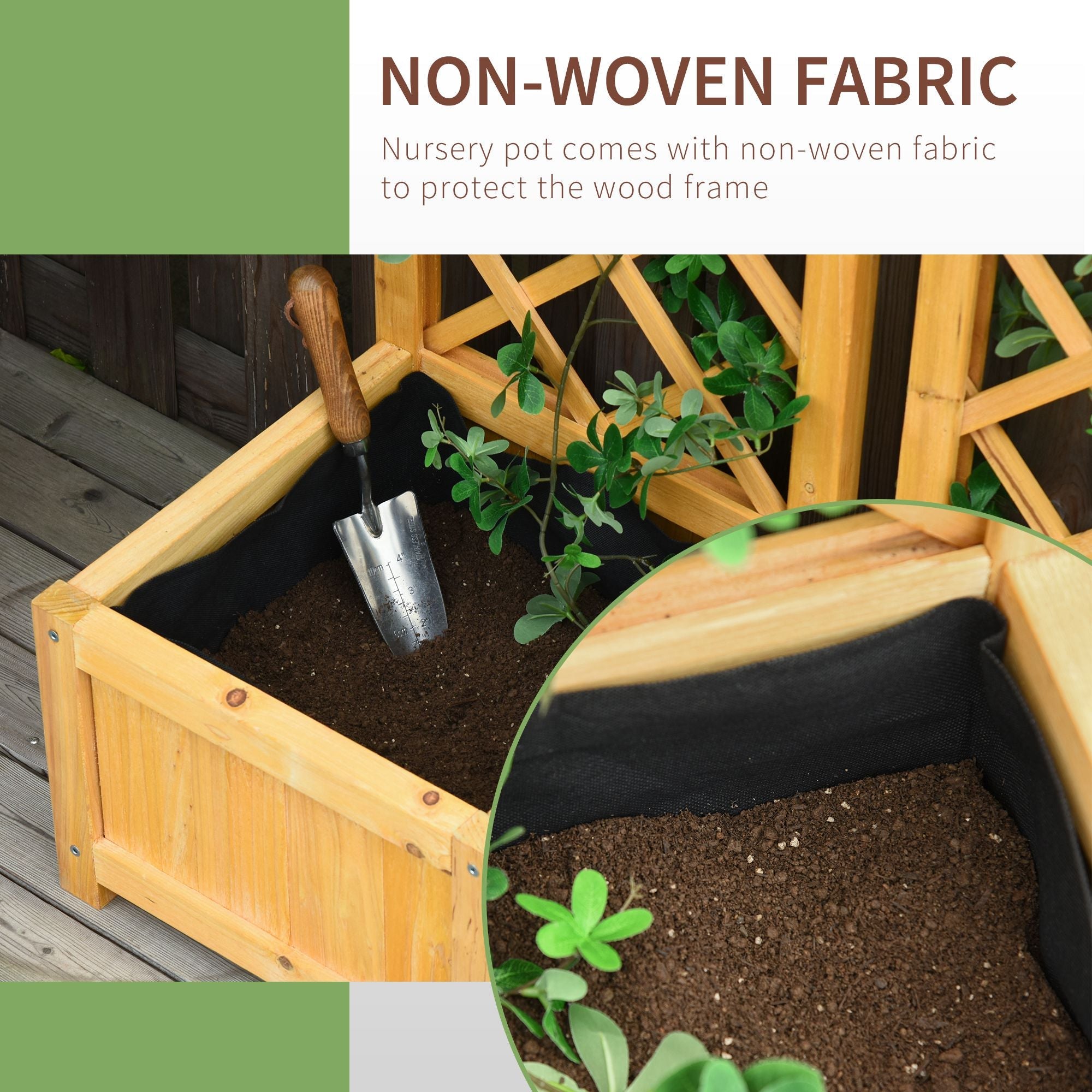 Outsunny 2 Piece Raised Garden Bed with Trellis Outdoor Flower Stand for Plants Flowers Vine Orange