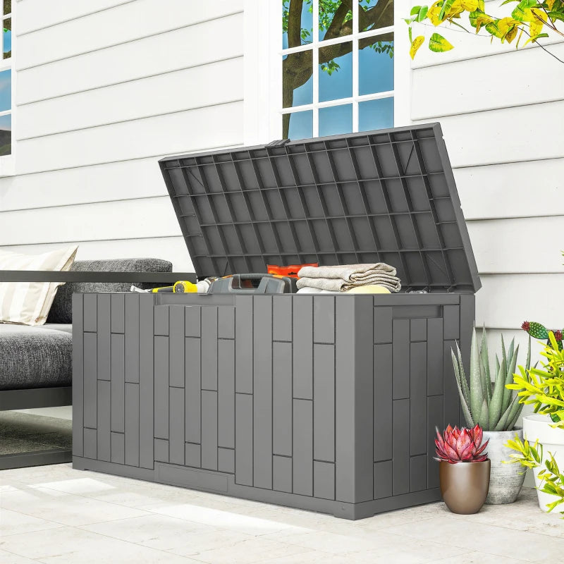 60 Gallon Resin Deck Box, Lockable Outdoor Storage Box, Splash-Resistant & UV Resistant Patio Storage Container