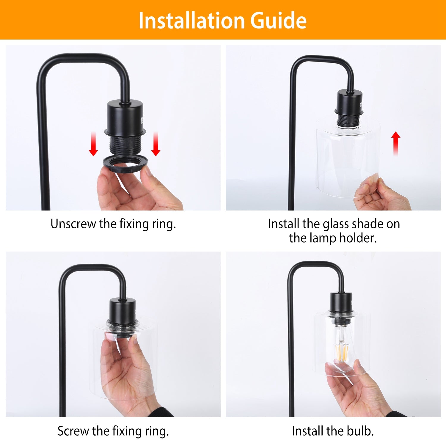 2Packs Touch Control Table Lamp 3-Way Dimmable Nightstand Reading Lamp With Glass Shade or Bedroom Living Room Dual USB Ports AC Power Outlet LED Bulb