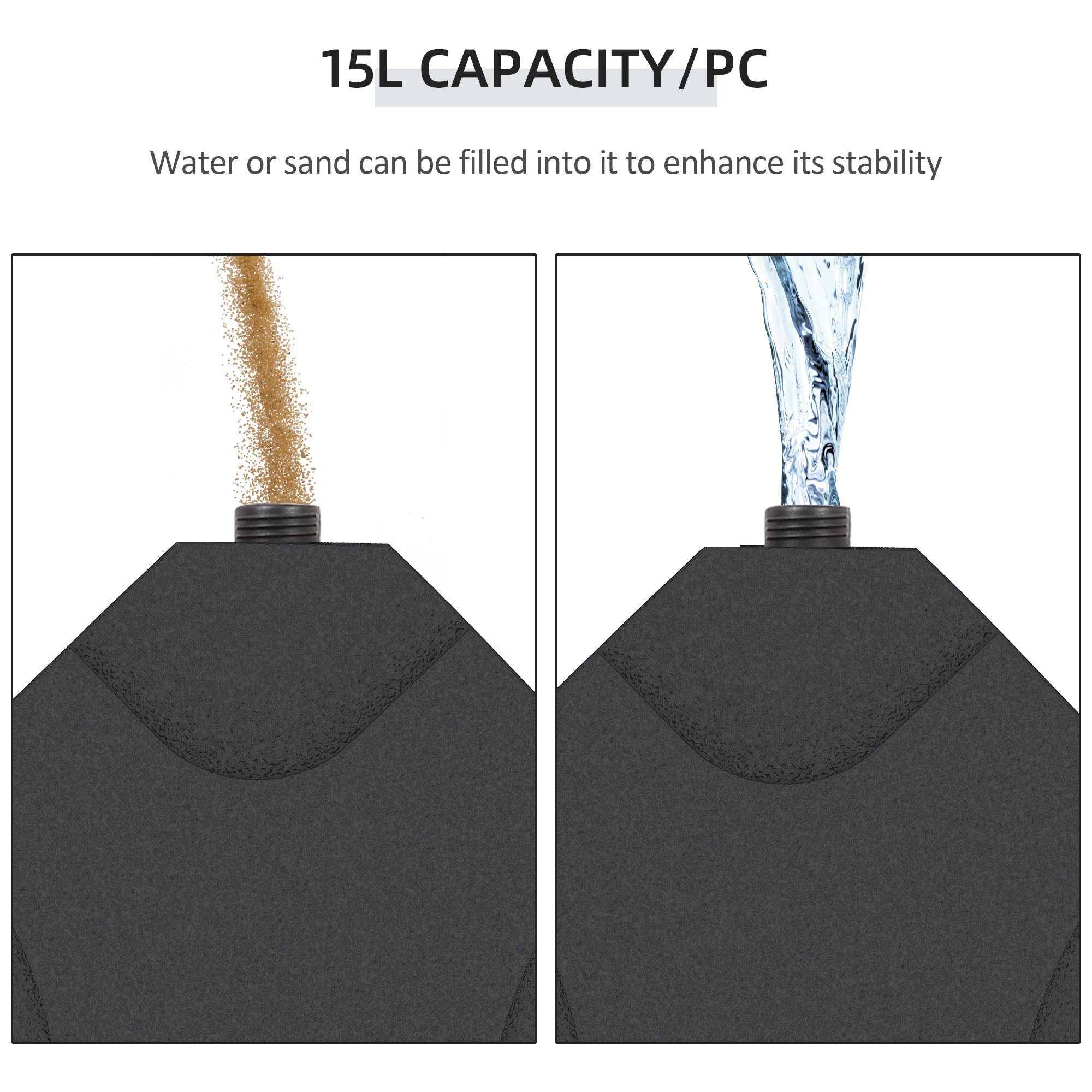 Outsunny 4pc Portable Umbrella Base Weights Garden Parasol Base Outdoor Patio Umbrella Stand Holder Weights, Black