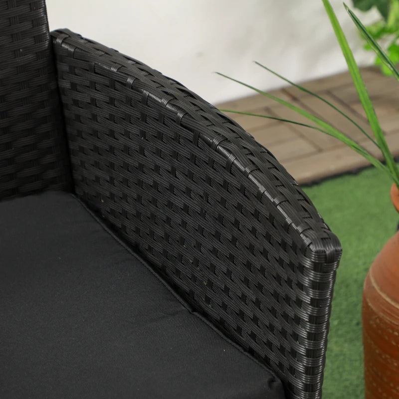 Patio Furniture w/ Mid-Table PE Rattan Loveseat w/ Cushion, Black