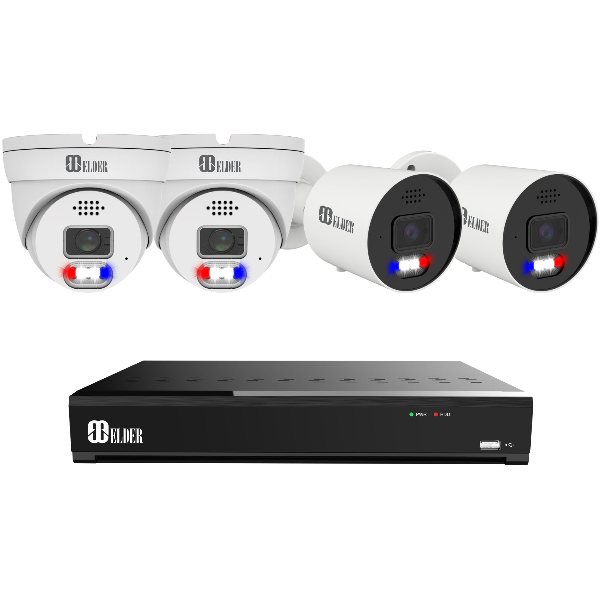 Elder AI Security Camera System 12MP NVR 8Ch PoE, 4K Cameras 30FPS Dual-Light Outdoor, Sony Sensor & NDAA, Smart Face & License Plate, Full Color Surveillance Wired NocVU Series