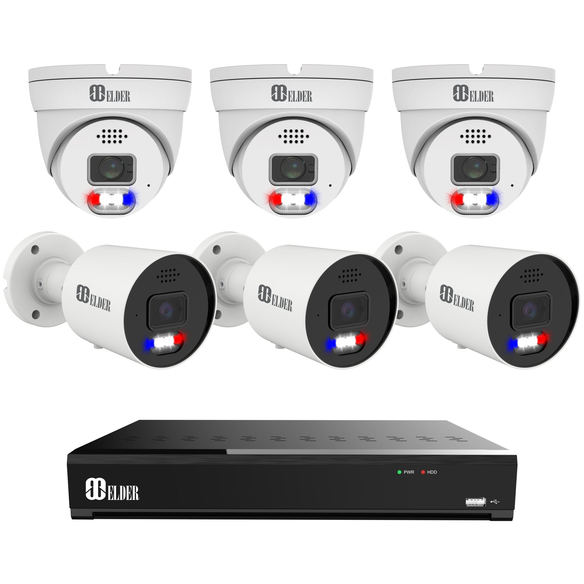 Elder AI Security Camera System 12MP NVR 8Ch PoE, 4K Cameras 30FPS Dual-Light Outdoor, Sony Sensor & NDAA, Smart Face & License Plate, Full Color Surveillance Wired NocVU Series