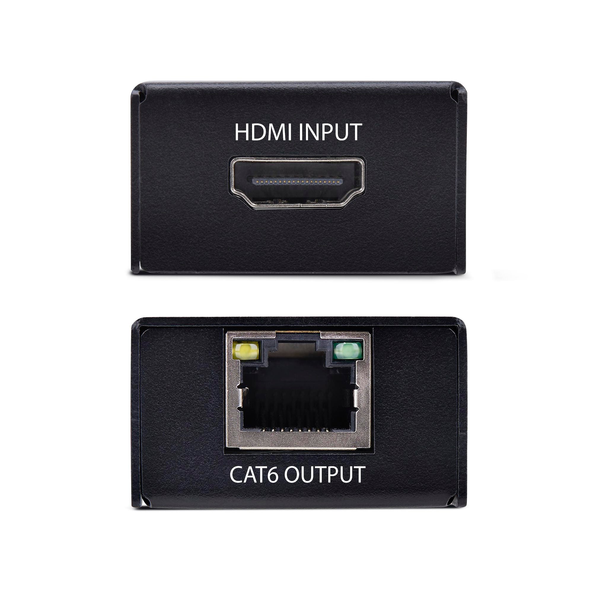 HDMI Extender Over CAT5e/CAT6, 4K 60Hz, Up to 200ft (60m), Transmitter and Receiver Kit, Power Over Cable, Compact Form Factor