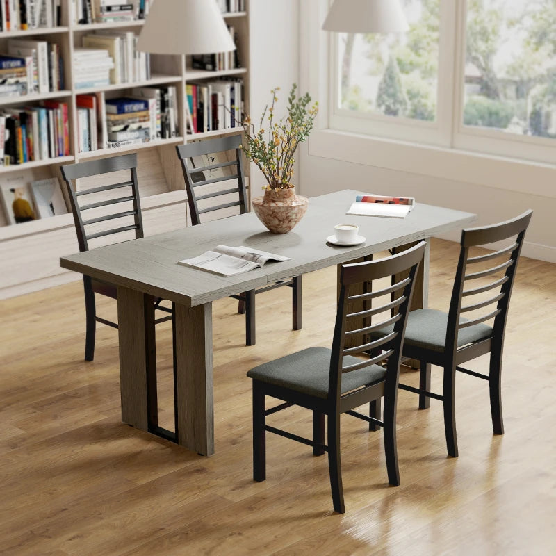 Industrial Kitchen Table for 8, 71" Rectangular Dining Table with Thick Tabletop for Dining Room, Grey Wood Finish