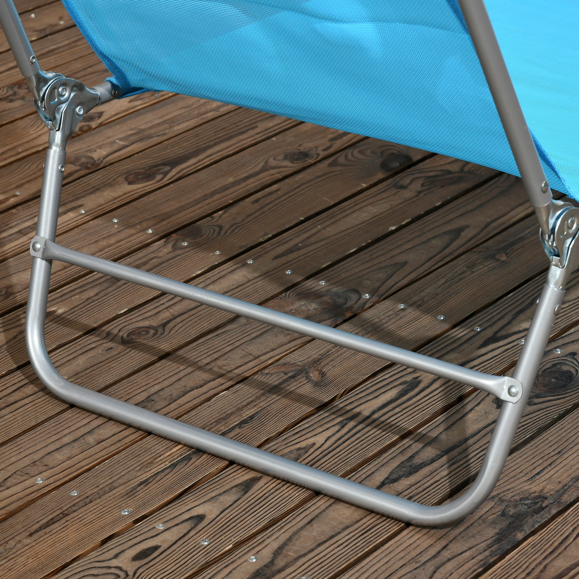 Outsunny Poolside Relaxation: Folding Chaise Lounge Chairs Set of 2, Outdoor Sun Tanning with Pillow, Reclining Backrest, Blue Tone