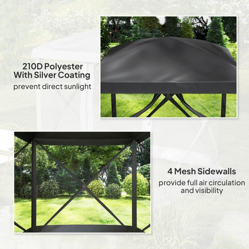 Pop-Up Tent, Foldable Screen Tent with Carry Bag, Zippered Door and Ground Stakes, Fits 3-4 People, Black