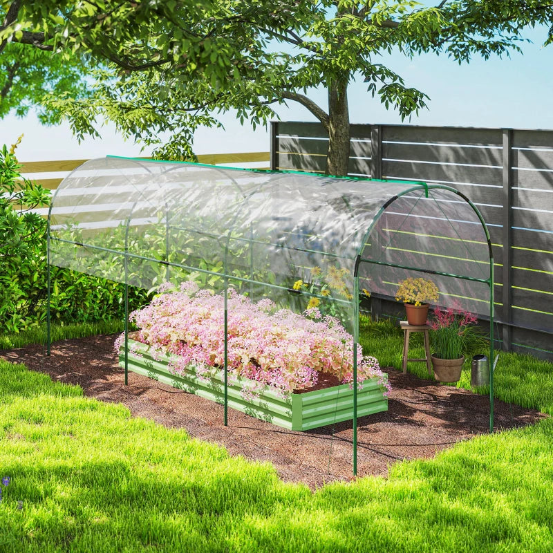 Tunnel Tomato Greenhouse with 4 Hoops and Top Tap, Pointed Bottom and Guy Ropes, 157.5" x 47.2" x 66.9", Clear