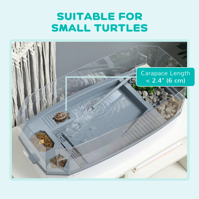 Turtle Tank Kit, Turtle Aquarium with Basking Platform, Water Pump, Filter Layer Design, Reptile Habitat