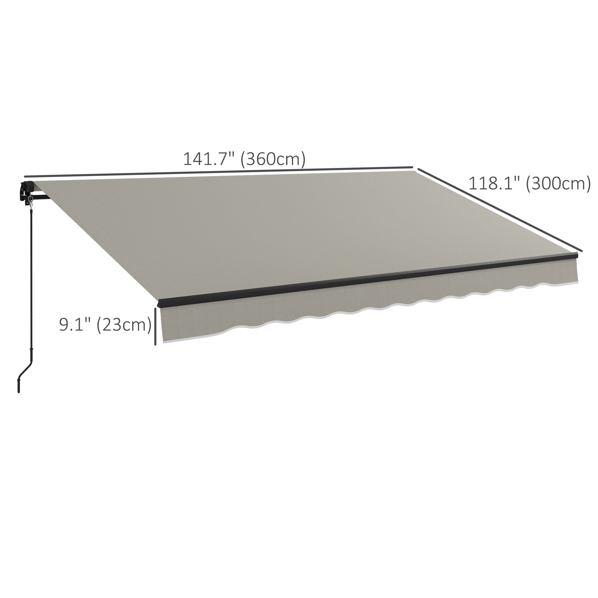 Outsunny Retractable Awning 12'x10', UV Resistant 280gsm Sunshade for Deck, Balcony, Yard, Light Grey