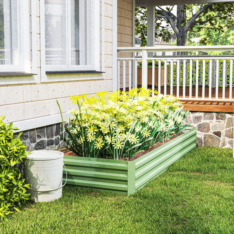 95" x 36" x 12" Galvanized Raised Garden Bed, Metal Elevated Planter Box for Growing Flowers, Herbs, Succulents, Green
