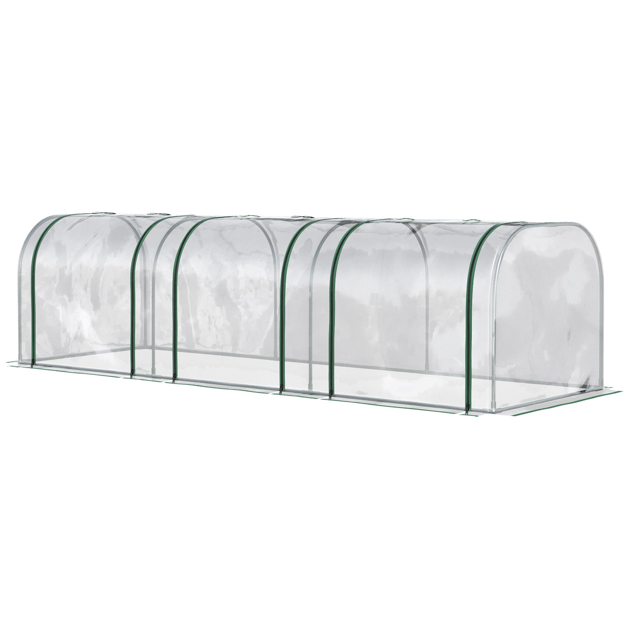 Outsunny Portable Mini Tunnel Greenhouse 10' x 3' x 2.5' with 3 Zipped Doors Clear Easy Assembly
