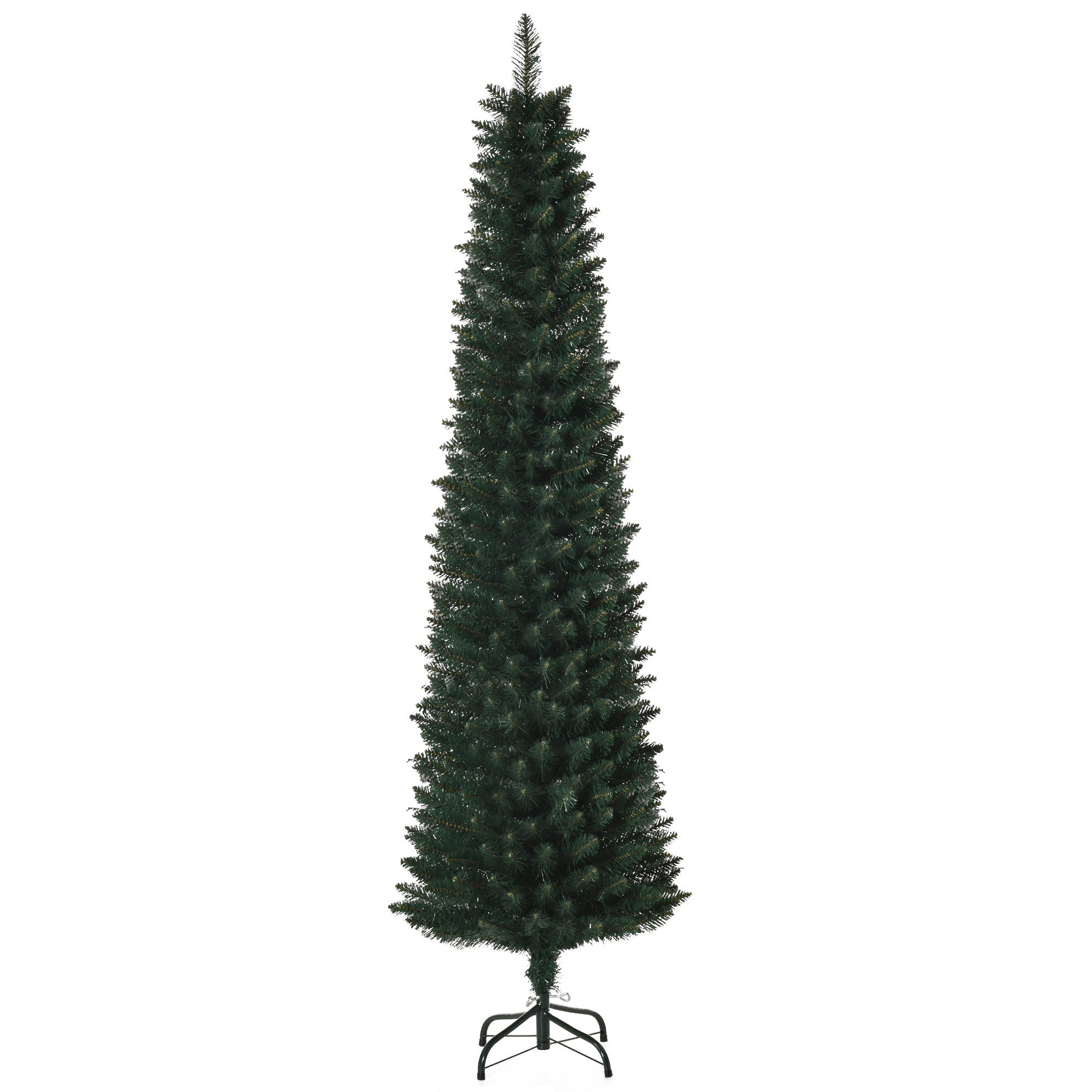 HOMCOM 6FT Artificial Christmas Tree Xmas Pencil Tree Holiday Home Indoor Decoration with Foldable Black Stand for Party, Green