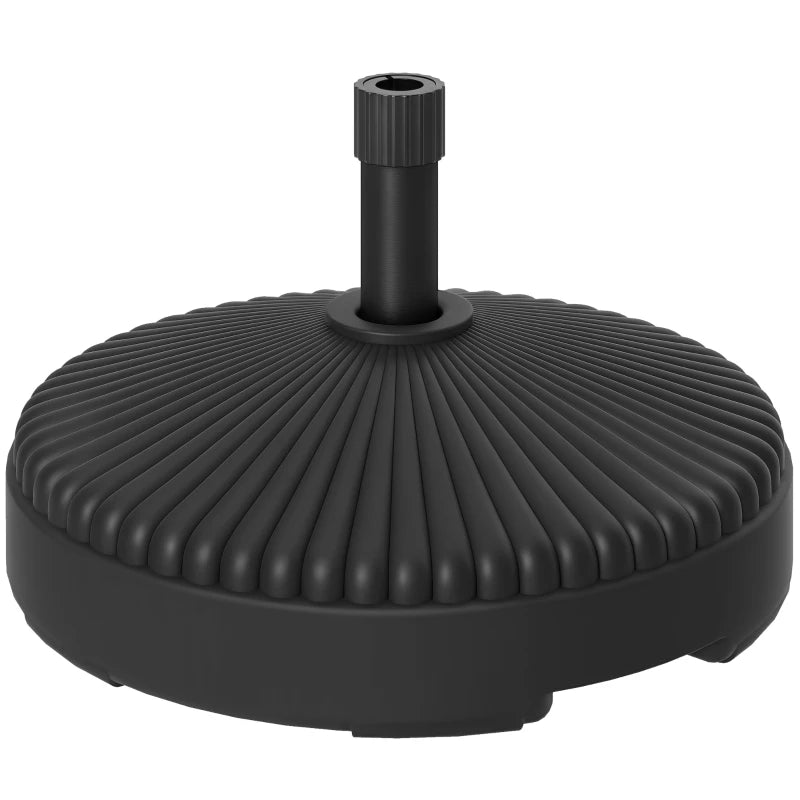 Round Plastic Patio Umbrella Base Parasol Holder Outdoor Umbrella Stand, Filled Up to 62lbs with Sand or 51lbs with Water for Garden, Poolside, Black