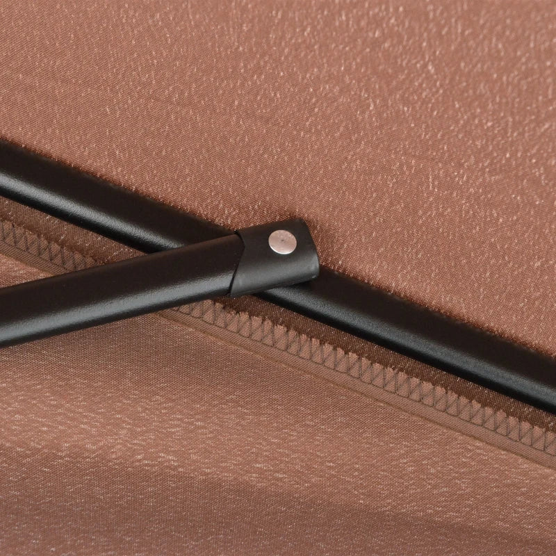 7.5ft Half Umbrella Semi Patio Parasol with Crank Handle, Top Vent for Garden, Balcony- NO BASE INCLUDED, Coffee