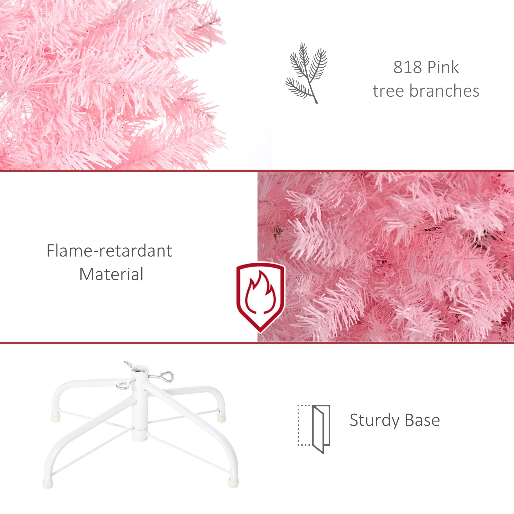 HOMCOM 7FT Artificial Christmas Tree Holiday Xmas Holiday Pencil Tree Decoration with Automatic Open for Home Party, Pink