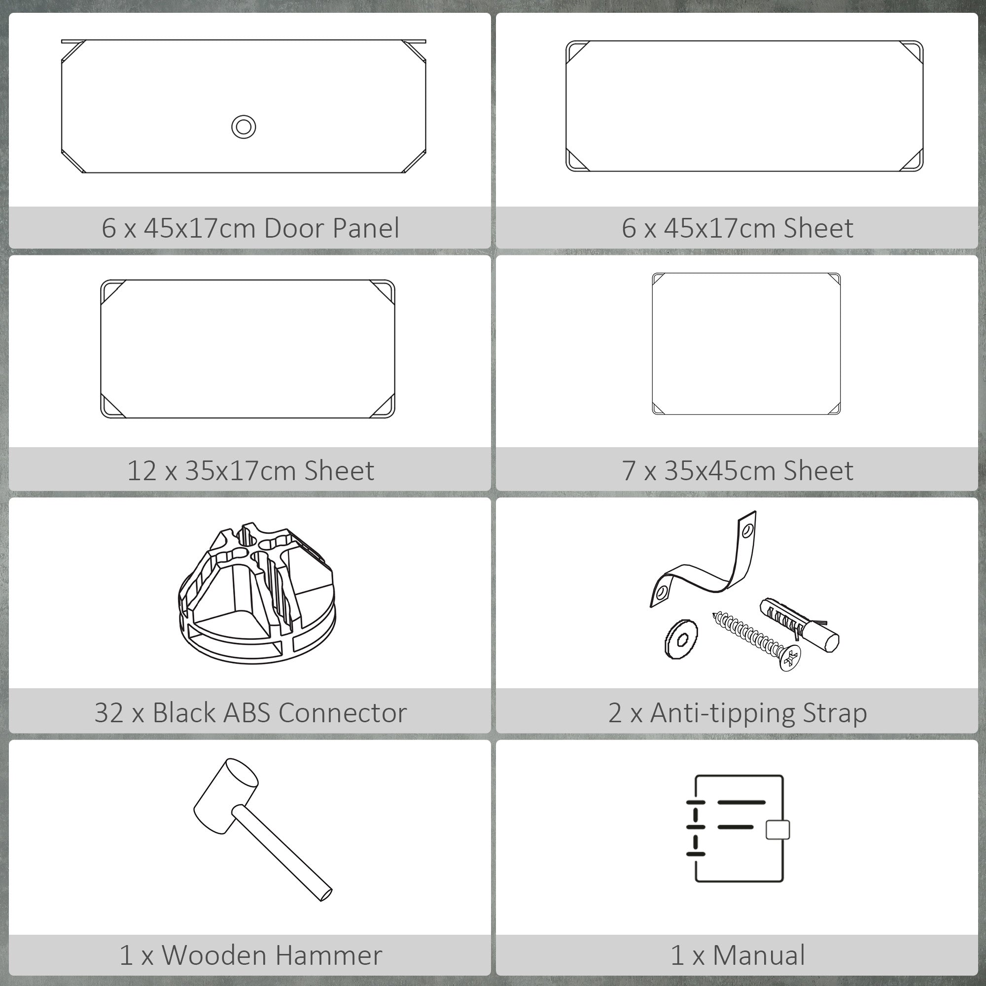 HOMCOM 6-Tier 6 Cube Shoe Rack Organizer with Doors DIY Modular Cabinet for Living Room Storage Black