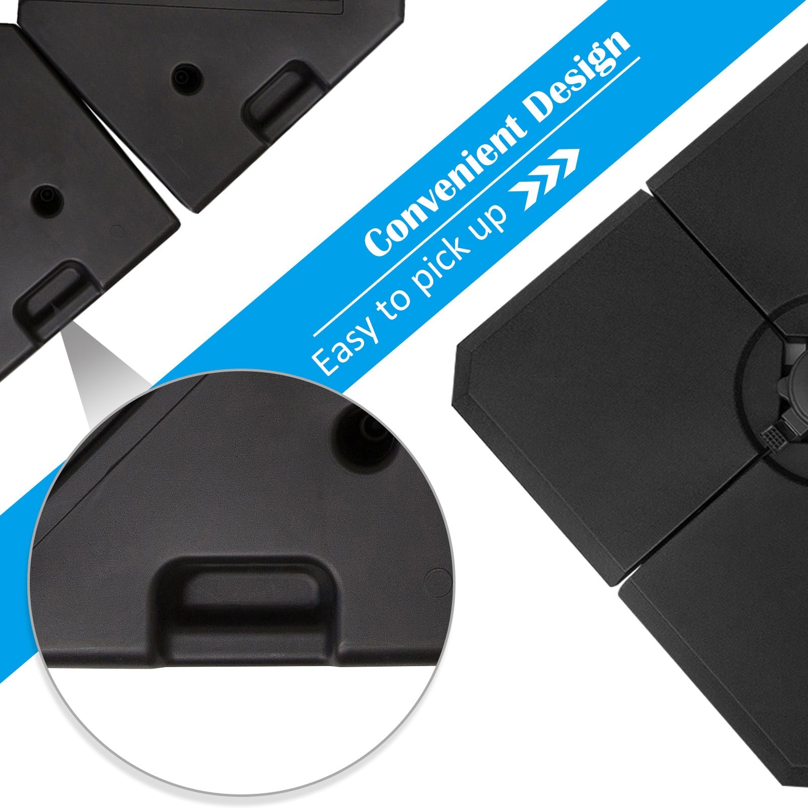 Outsunny Cantilever Base Anchor: 4pc Fillable Umbrella Stand for Offset Parasols, Durable Black