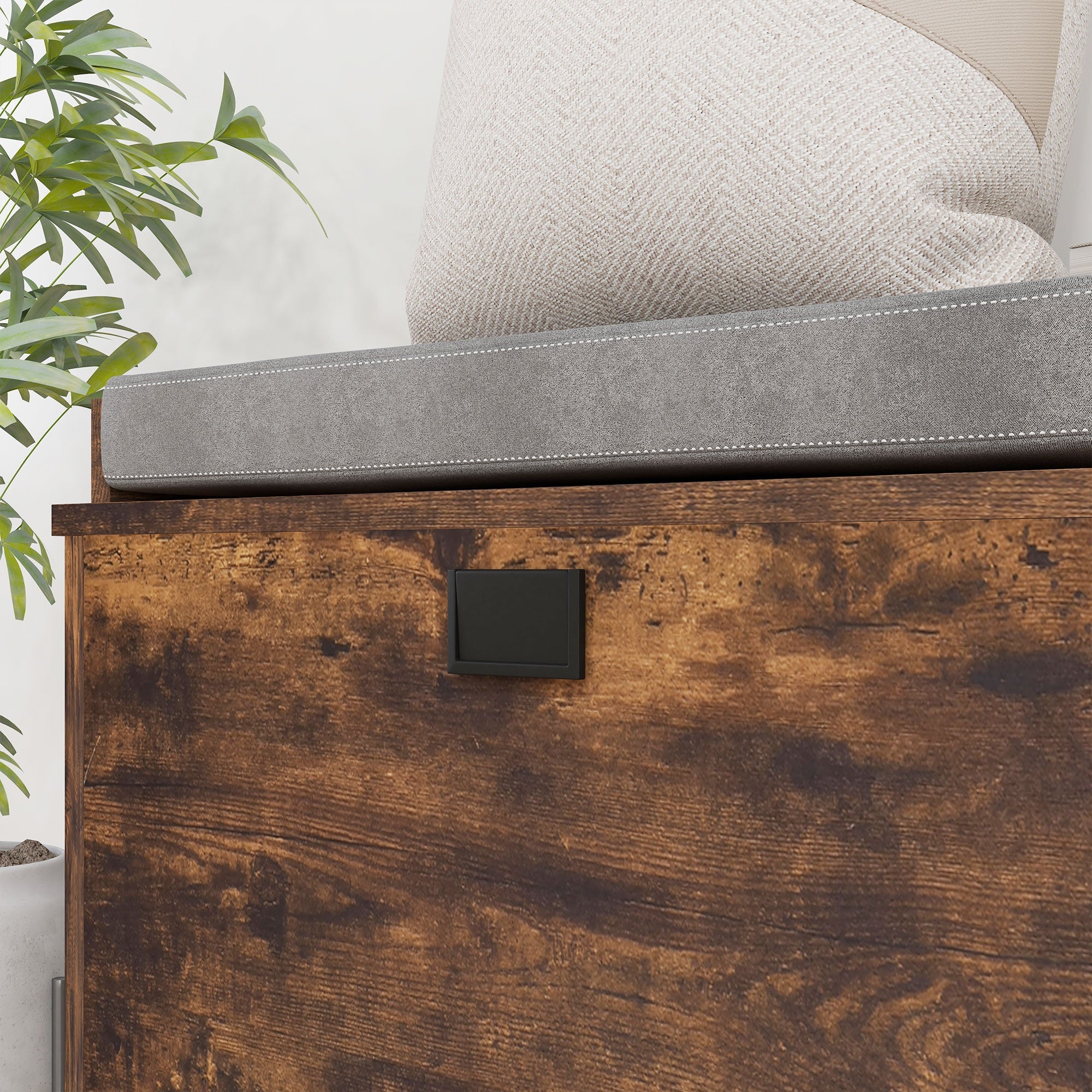 HOMCOM Hallway Bench with Shoe Storage Seat Rustic Brown Upholstered Flip Drawer Side Rack for 6 Pairs