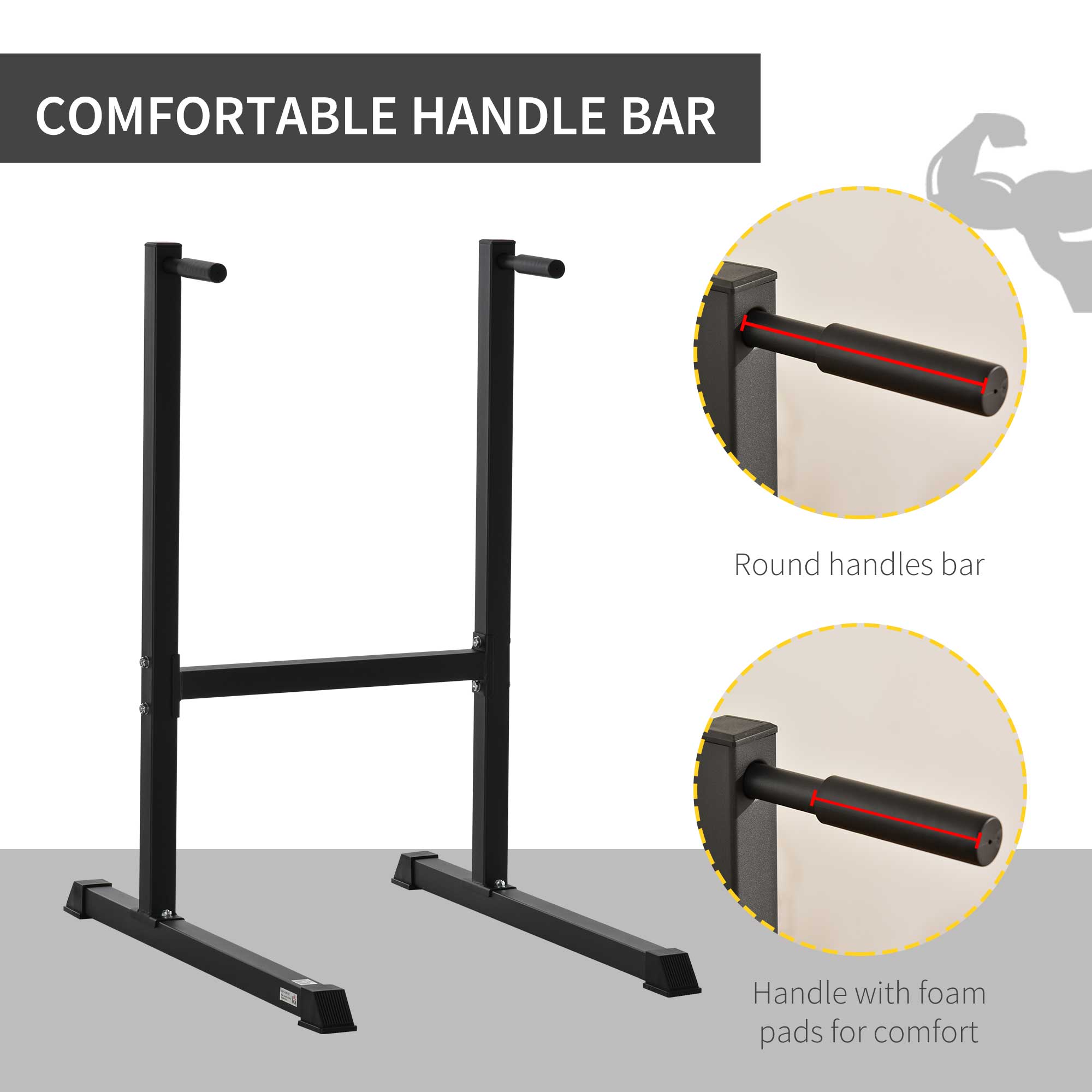 Soozier Dip Station with Padded Handles, Multifunctional Fitness Training Dip Bar for Indoor Home Gym Workout, Black