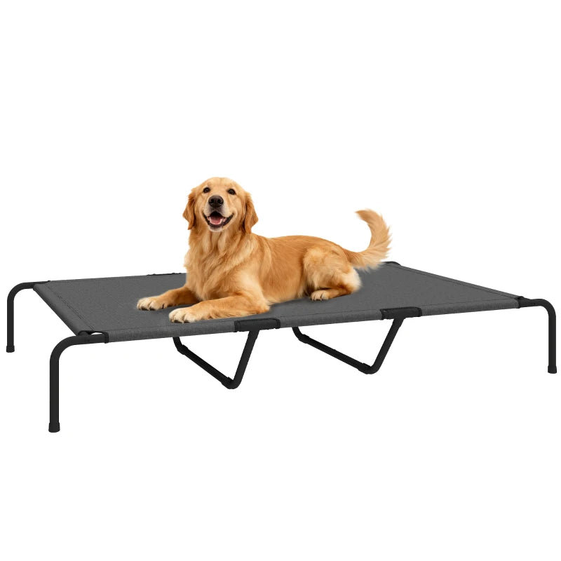 Elevated Dog Bed, Outdoor Dog Cot, Raised Dog Bed for Large Dogs with Breathable Mesh, Grey