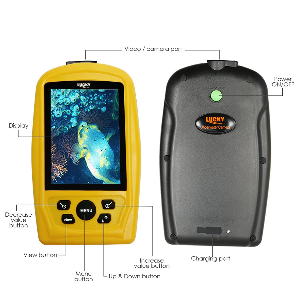 FF-3308-8 Portable Underwater Fishing & Inspection Camera System, 3.5" Color LCD Monitor, 20M Cable, 120° Wide-Angle Camera with IR LEDs
