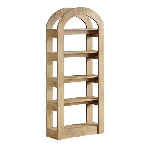 5-Tier Bookshelf 70.87" Bookcase Display Shelf Arch-Shape Teak