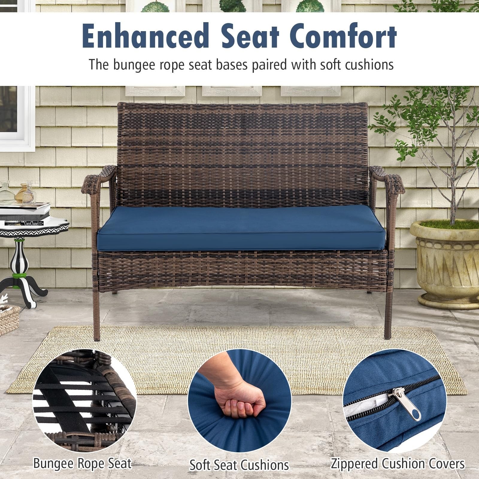 Tangkula 4-Piece Wicker Rocking Patio Set