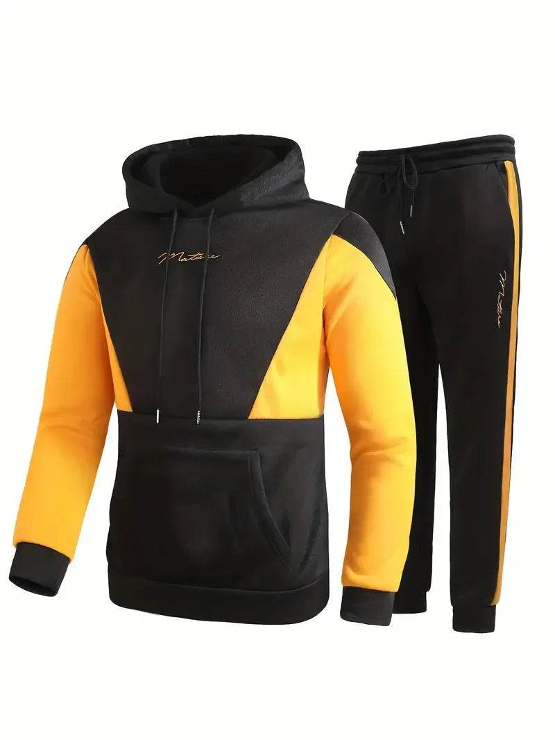 Casual Classic Plaid Long Sleeve Sweatshirt Hoodie set Suit men