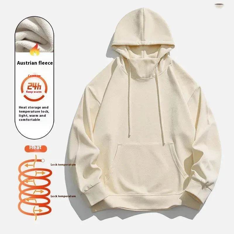 American Fleece Lined Drawstring Hoodie Sweatshirt Pullover for Men