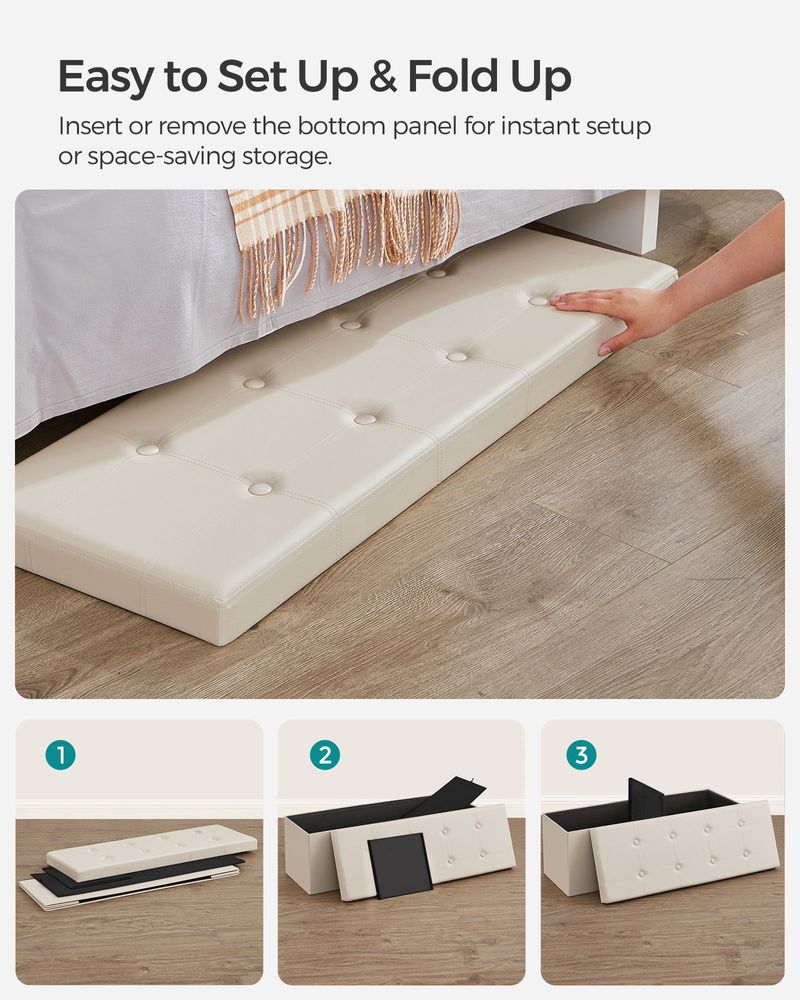 SONGMICS Folding Storage Ottoman Bench