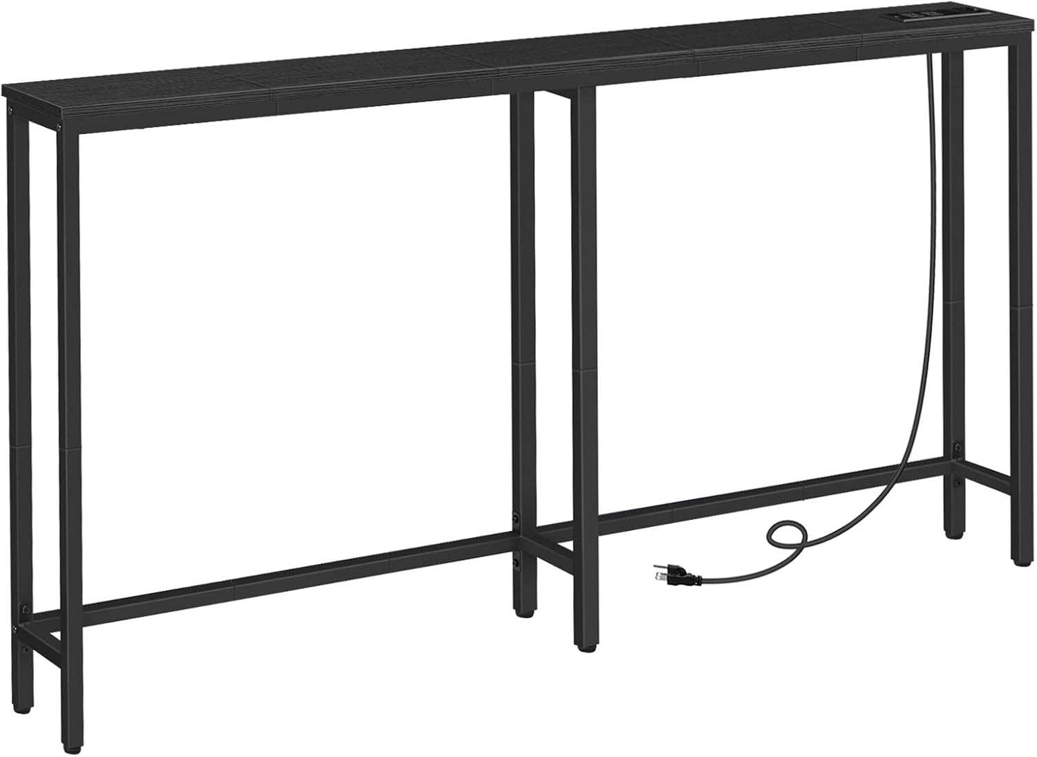 HOOBRO 63" Skinny Console Table with Charging Station, Power Outlets, USB & Type-C Ports, Black BB165UXG01G1