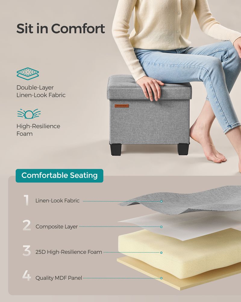 SONGMICS Small Ottoman Foot Rest with Legs