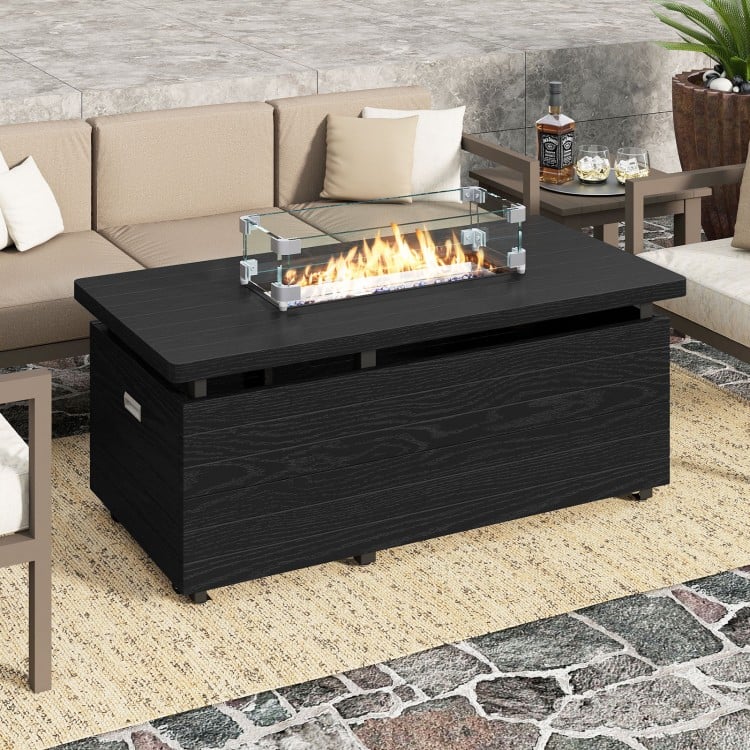 51 Inch Propane Fire Pit Table with Removable Lid