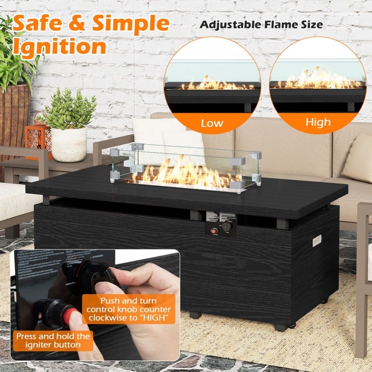51 Inch Propane Fire Pit Table with Removable Lid