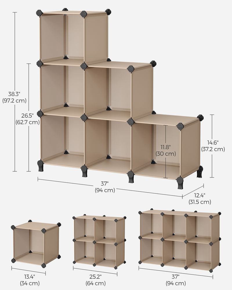SONGMICS 6 Cube Storage Organizer with Feet and Rubber Mallet